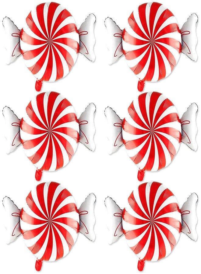 Tagberoy 6 Pcs Candy Balloons, Red White Candyland Balloons Christmas Foil Balloons for Christmas Balloons Decorations - Image 1